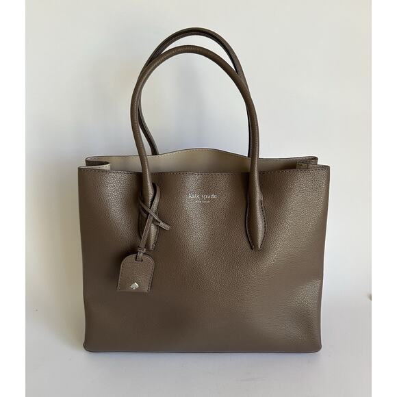 Kate Spade Eva Medium Satchel Tote Shoulder Purse Crossbody Taupe Beige - Picture 4 of 10